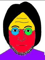 colorful eyebrows forehead_lines glasses hair mouth_closed nose soyjak stubble variant:lennonjak // 144x192 // 25.9KB