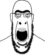 bald ear glasses looking_at_you monochrome open_mouth soyjak stubble subvariant:jobson thick_eyebrows unibrow variant:cobson white_background // 700x850 // 23.6KB