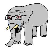 animal bloodshot_eyes crying ear elephant full_body glasses horn leg open_mouth soyjak stubble subvariant:crying_soyak_ears2 variant:soyak // 696x623 // 129.1KB