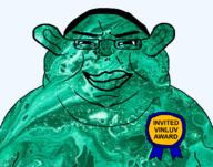 artist:bucephalus_(kiwi_farms) award chud closed_mouth ear fat gem gem_skin glasses gynaecomastia hair kiwifarms looking_at_you malachite malachite_(user) mutt smirk smug subvariant:chudmutt transparent_background vinluv // 1837x1444 // 436.0KB