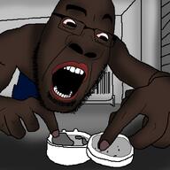 ai_but_not_completely_ai_doe alarm artist:crimsonvoidhydra1488 background battery beard black_skin bloodshot_eyes blue_jeans brown_skin glasses lips negro nigger open_mouth shitskin smoke_alarm variant:cobson // 1020x1020 // 369.1KB