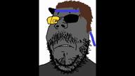 brown_hair closed_mouth david_bowie eyepatch frown glasses grey_skin hair headband metal_gear music_parody song soot soot_colors soyjak soyjak_party stubble the_man_who_sold_the_world variant:gapejak video video_game // 1920x1080, 172.4s // 19.5MB