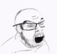 angry animated glasses meltdown mustache open_mouth red soyjak strobe stubble variant:feraljak // 594x565 // 1.5MB