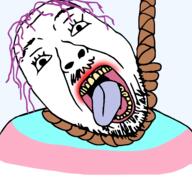 flag hair hanging mustache open_mouth purple_hair rope soyjak stubble suicide template tongue tranny variant:bernd yellow_teeth // 4792x4485 // 2.2MB