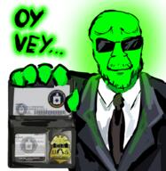 artist:shemmysloota badge central_intelligence_agency clothes drawing glasses glowie glowing id_card necktie oy_vey pocket security suit sunglasses variant:feraljak // 879x901 // 584.0KB