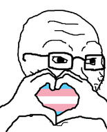 glasses hand heart soyjak stubble tranny transgender_flag transheart variant:soyak // 644x800 // 114.3KB