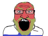 angry beard country countrywar finland flag flag:finland glasses hair open_mouth red soyjak subvariant:science_lover variant:markiplier_soyjak yellow_hair // 800x600 // 77.4KB