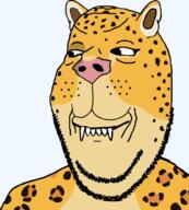 animal ear fangs leopard looking_to_the_left series:animaljaks smile soyjak variant:gapejak // 900x998 // 93.4KB