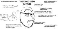 closed_mouth essay glasses looking_at_you neutral raised_eyebrow soyjak stubble text thought_bubble tired variant:smugjak youtube // 5596x2828 // 1.3MB