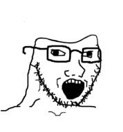 brain brainless brainlet glasses open_mouth soyjak stubble variant:soyak // 776x838 // 73.3KB