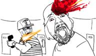 arm baseball_cap blood clothes death gary_plauche glasses gore gun hand hat history jeff_doucet murder mustache open_mouth pedophile phone shocked soyjak stubble tongue tshirt vigilante white_skin // 1200x702 // 142.1KB