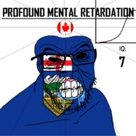 alberta angry bald black_eyes black_hole black_sclera canada clenched_teeth closed_mouth country cracked_teeth drool ear flag flag:alberta flag:canada glasses iq iq_bell_curve mustache nightmare_fuel no_pupils profound_mental_retardation retard soyjak stubble text variant:feraljak wrinkles // 1024x1024 // 110.1KB