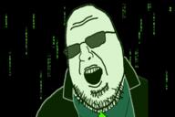 animated clothes glasses glowing matrix necktie open_mouth soyjak stubble variant:shotjak // 720x480 // 16.9MB