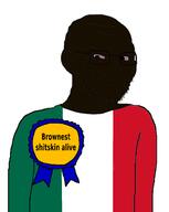 award badge black_skin brown_skin brownest_shitskin_alive_award clothes countrywar ear flag:italy glasses italian_chad(namefag) italy smile smug soyjak stubble text variant:soyak // 798x1000 // 144.5KB