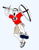 cargo_shorts glasses hair jump lips nazism new_balance open_mouth shield shoe shorts swastika sword teeth template teutonic_order variant:chudjak // 1355x1729 // 88.1KB