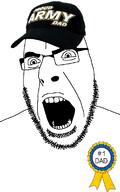 angry badge cap clothes father glasses hat open_mouth soyjak stubble variant:cobson // 721x1150 // 228.9KB