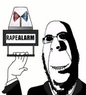 alarm animated arm artist:Keys beard biting_lip clothes ext=gif gem glasses soyjak stubble subvariant:hornyson text tuxedo variant:cobson // 1070x1172 // 279.3KB