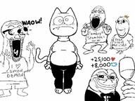 3soyjaks SLLSFHM animal arm bow cat chippledipple closed_mouth clothes ear eyes_popping frog frown full_body furry glass glasses hand hands_up heart holding_object i_love leg lemon_demon open_mouth pepe smile soyjak stubble subvariant:waow subvariant:wholesome_soyjak suit tail text tongue tuxedo twitter variant:gapejak variant:markiplier_soyjak2 variant:soyak waow wine_glass // 640x480 // 81.0KB