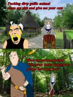 angry antiquity blond blue_eyes chud crying forest gallium germanic germany roman_empire roman_legionary_helmet rome shield soyjak spear text village // 1140x1516 // 2.5MB