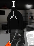 arm artist:jakker beard black_skin bookshelf closed_mouth d_class glasses hand holding_object light o5_council office paper scp-096 scp-173 scp_containment_breach scp_foundation smile smug soyjak table teeth tongue variant:bartender variant:bernd // 1536x2048 // 1.6MB