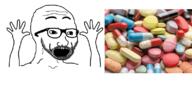 animated arm excited glasses hand hands_up meds open_mouth shaking soyjak stubble variant:excited_soyjak // 800x371 // 104.8KB