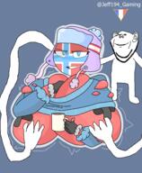 animal arm blue_eyes breasts clothes cold coomer_artstyle countryhuman ear female flag flag:france flag:norway france full_body glasses hand hat holding_object hoodie jeff194_gaming long_arms meta:pornographic_content mug norway nsfw polandball red_skin smile soyjak stubble text variant:impish_soyak_ears // 1580x1920 // 475.2KB