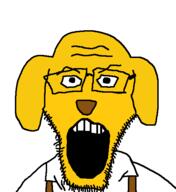 clothes glasses janny open_mouth overalls soyjak stubble variant:paulogiajak yellow_skin // 508x553 // 6.5KB