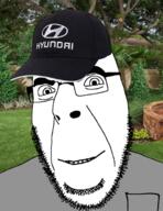 cap clothes glasses hat hyundai irl_background looking_at_you smile soyjak stubble variant:cobson // 1371x1775 // 2.1MB