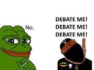 Warrior-Z(user) ack amphibian autism batman bloodshot_eyes brown_skin crying dead dress flag:isis frog glasses green_skin hanging isis islam jihad jihadist kratos nas:pepe pepe pepe_the_frog punisher rope shitskin smug soyjak stubble suicide text variant:bernd // 1000x750 // 193.7KB