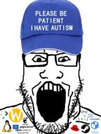 GNULinux autism cap clothes flatpak glasses gnu hat markiplier open_mouth open_source open_source_initiative pipewire red_hat red_hat_enterpise_linux soyjak steam stubble systemd teeth text tux variant:markiplier_soyjak wayland // 600x800 // 271.2KB