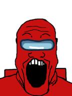 among_us clothes goggles one_eye open_mouth red red_skin soyjak stubble variant:markiplier_soyjak video_game // 600x800 // 49.9KB