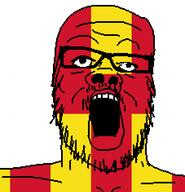 county england flag flag:northumberland_county glasses int_(4chan) northumberland open_mouth soyjak stubble teeth united_kingdom variant:a24_slowburn_soyjak // 454x471 // 7.3KB