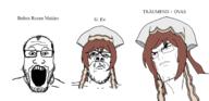 anime balding brown_hair clothes desu glasses green_eyes hair hat mustache open_mouth red_eyes rozen_maiden soyjak stubble suiseiseki text variant:a24_slowburn_soyjak variant:markiplier_soyjak // 1273x616 // 227.8KB