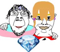 2soyjaks chud_troon_alliance clothes dragona_joestar ear earring flag friendship gem hair hand happy headband jodio_joestar jojos_bizarre_adventure makeup mustache nazism orange_hair smile soyjak star stubble subvariant:chudjak_front swastika tranny variant:bernd variant:chudjak // 811x700 // 406.6KB