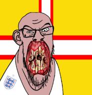 angry animal british distorted dorset ear england flag flag:dorset flower glasses hair irl lion open_mouth plant rotten_teeth soyjak stubble teeth united_kingdom variant:feraljak white_skin yellow_teeth you_were_one_i_ker // 1048x1081 // 268.3KB