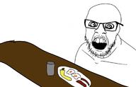 bacon banana breakfast crazy cup egg glasses mustache open_mouth stubble table variant:feraljak // 1170x747 // 372.0KB