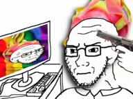 anger_mark angry closed_mouth clothes computer dragonfruit firearm flag food foodjak fruit gay glasses gun gun_to_head hat holding_gun holding_object holding_pistol imminent_death imminent_suicide lgbt pistol rainbow soyjak stubble subvariant:soyak_(irritated) suicide variant:soyak // 993x738 // 855.7KB